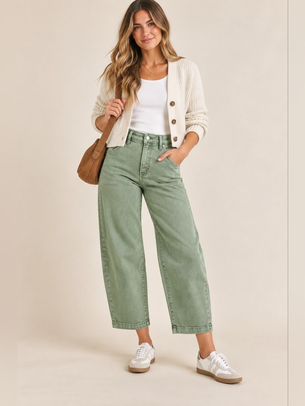 RISEN Women's Tummy Control Barrel Jeans Olive Cottagecore Preppy HR Various NEW